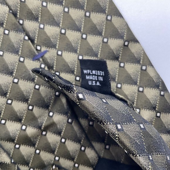 Croft & Barrow Men's Geometric Pattern 100% Imported Silk Neck Tie Brown Multi - Picture 6 of 6